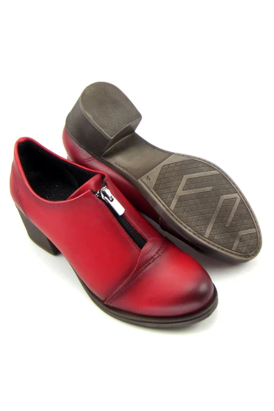 Erkan Saçmacı Brittany Kırmızı Hakiki Deri Günlük Topuklu Ayakkabı - 2