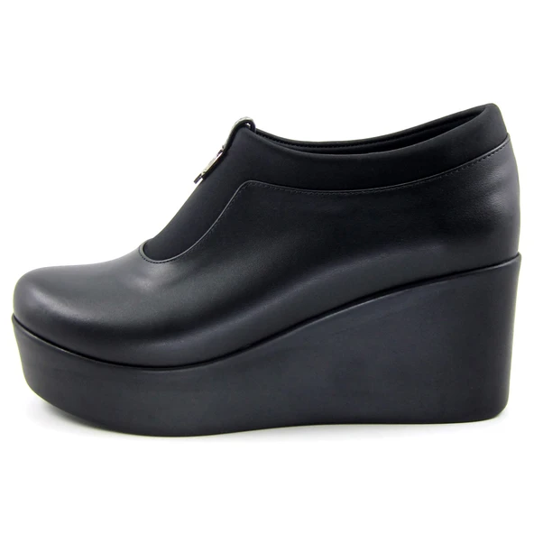 Erkan Saçmacı Sofia Exclusive Siyah Streç Tokalı Yuvarlık Burun Dolgu Topuklu Günlük Ayakkabı - 4