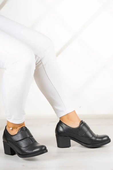 Erkan Saçmacı Shantel Siyah Hakiki Deri Günlük Topuklu Ayakkabı - 2