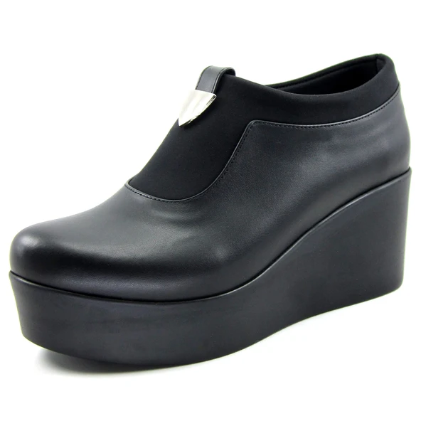 Erkan Saçmacı Sofia Exclusive Siyah Streç Tokalı Yuvarlık Burun Dolgu Topuklu Günlük Ayakkabı