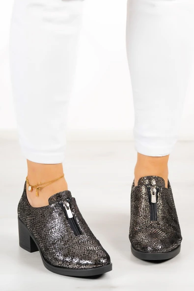 Erkan Saçmacı Brittany Gümüş Yılan Hakiki Deri Günlük Topuklu Ayakkabı - 3