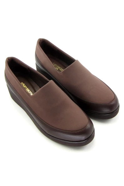 Erkan Saçmacı Rebecca Kahverengi Hakiki Deri Ön Yüz Streç Dolgu Topuklu Günlük Ayakkabı