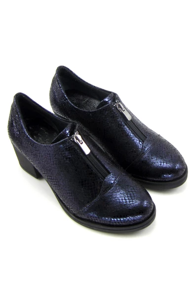 Erkan Saçmacı Brittany Lacivert Yılan Hakiki Deri Günlük Topuklu Ayakkabı