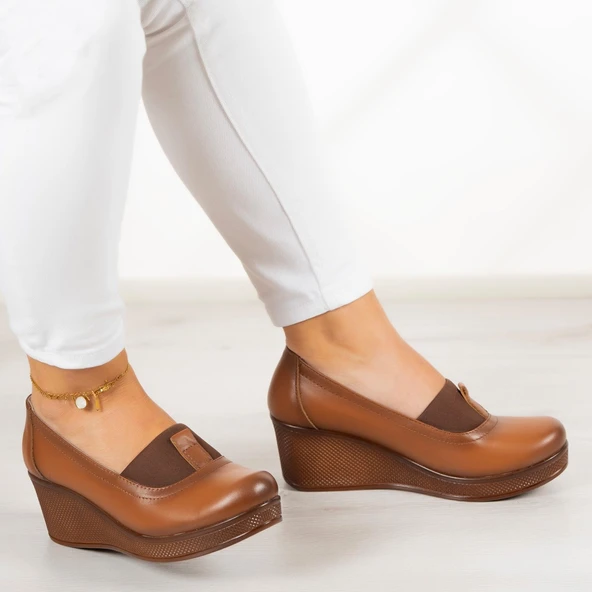 Erkan Saçmacı Daisy Taba Hakiki Deri Dolgu Topuklu Günlük Ayakkabı - Resim 2