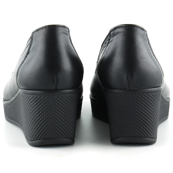 Erkan Saçmacı Daisy Siyah Hakiki Deri Dolgu Topuklu Günlük Ayakkabı - Resim 3