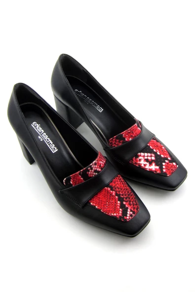 Erkan Saçmacı Della Kırmızı Yılan Kalın Topuklu Ayakkabı ürün görseli