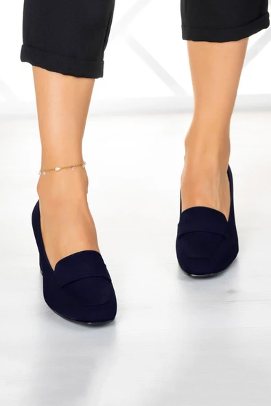 Erkan Saçmacı Della Lacivert Krep Kalın Topuklu Ayakkabı - 3