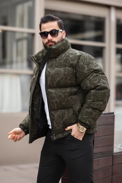 ERKEK DİK YAKA KIŞLIK FLOK MONT - 12