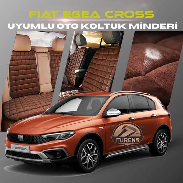 Fiat Egea Cross Kahverengi Renk Tay Tüyü Cepli & Terletmez Sırtlı Oto Koltuk Minder Seti - Koltuk Koruma Kılıfı (ÖN & ARKA TAM SET) ürün görseli