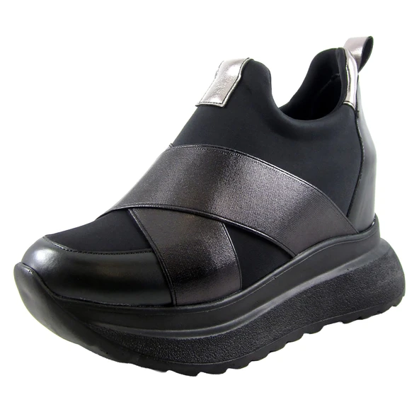 Erkan Saçmacı Lopez Siyah Streç Gizli Dolgu Topuklu Günlük Ayakkabı