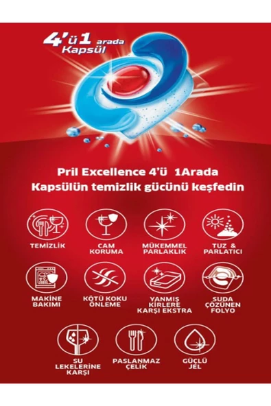 Pril Excellence Bulaşık deterjanı 66 Kapsül 3 x 22'li Paket - 3