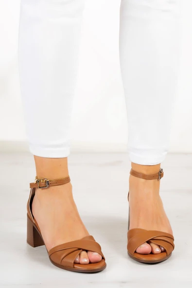 Erkan Saçmacı Mila Taba Hakiki Deri Topuklu Sandalet - 3