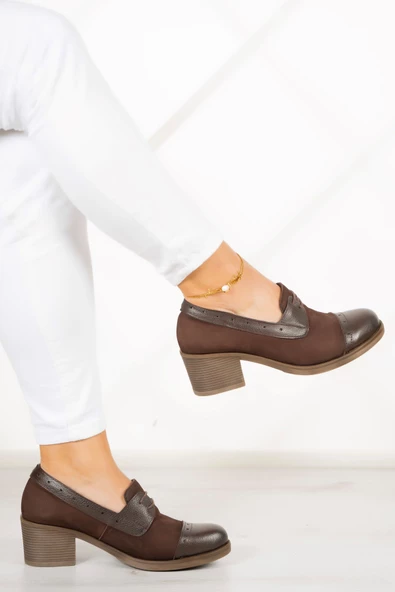 Erkan Saçmacı Mellody Kahverengi Hakiki Deri Günlük Topuklu Ayakkabı