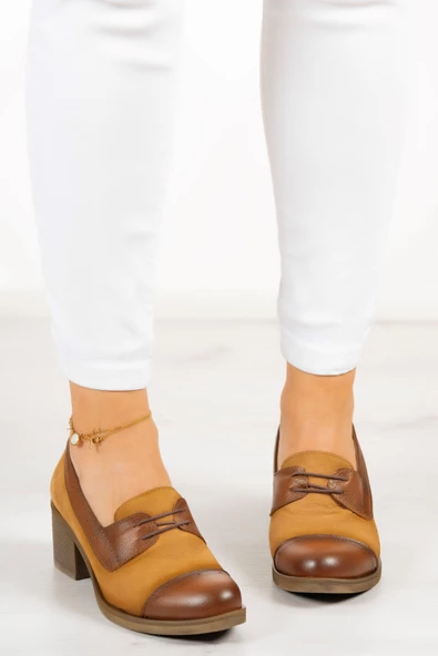 Erkan Saçmacı Mellody Taba Hakiki Deri Günlük Topuklu Ayakkabı - 3