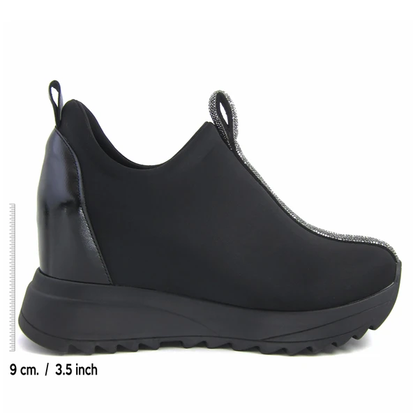 Erkan Saçmacı Luminita Siyah Gümüş Taşlı Gizli Dolgu Topuklu Günlük Ayakkabı - 2