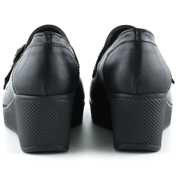 Erkan Saçmacı Taylor Siyah Hakiki Deri Dolgu Topuklu Günlük Ayakkabı - Resim 3