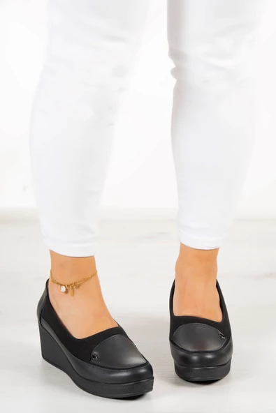 Erkan Saçmacı Priscilla Siyah Hakiki Deri Dolgu Topuklu Streç Günlük Ayakkabı - 3