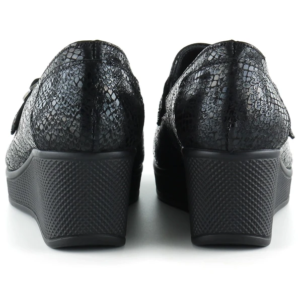 Erkan Saçmacı Taylor Siyah Yılan Hakiki Deri Dolgu Topuklu Günlük Ayakkabı - 3