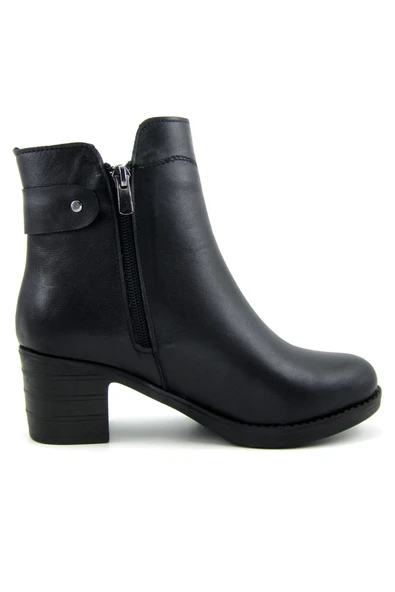 Erkan Saçmacı Zandra Siyah Hakiki Deri Fermuarlı Topuklu Bot - 2