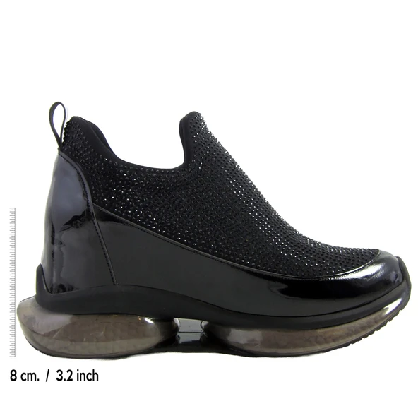 Erkan Saçmacı Viviana Siyah Taşlı Streç Gizli Dolgu Topuklu Günlük Ayakkabı - 2