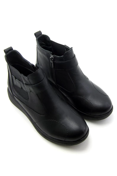 Erkan Saçmacı Willa Siyah Hakiki Deri Fermuarlı Lastikli Bot - 4