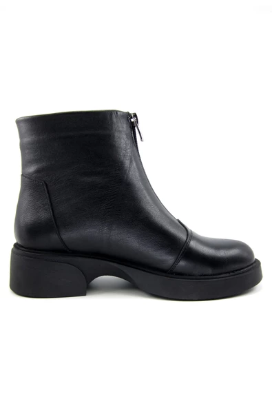 Erkan Saçmacı Zabrina Siyah Hakiki Deri Fermuarlı Topuklu Bot - 2