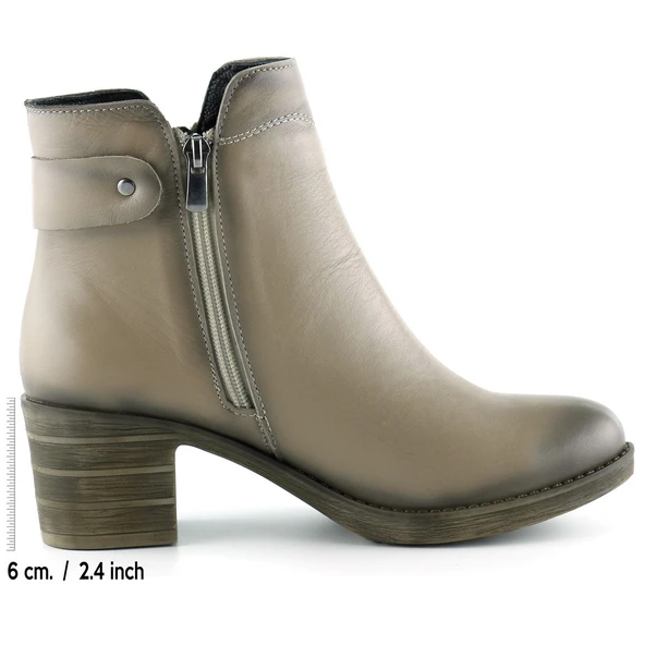 Erkan Saçmacı Zandra Vizon Hakiki Deri Yandan Fermuarlı Kalın Topuklu Bot - 2