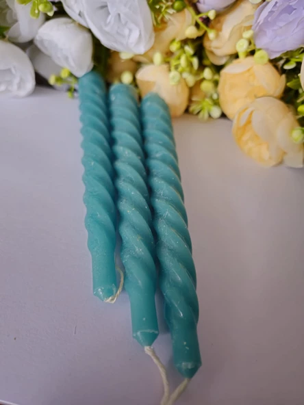 YASİMA 3 Lü BURGU PETROL YEŞİLİ Mum şamdan dekor Yılbası Özel Gün MUMU