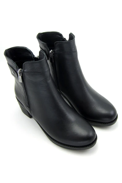 Erkan Saçmacı Zandra Siyah Hakiki Deri Fermuarlı Topuklu Bot - 3
