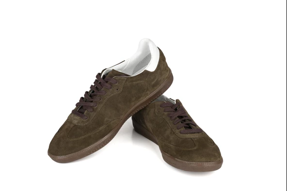 Erkek Hakiki Deri Sneaker Şık Rahat Ve Modern Tasarım 4215-1G Haki Süet