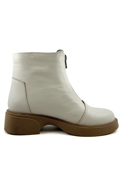 Erkan Saçmacı Zabrina Bej Hakiki Deri Fermuarlı Topuklu Bot - 2