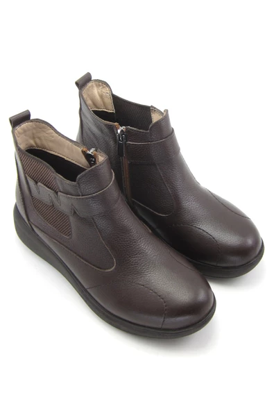 Erkan Saçmacı Willa Kahverengi Hakiki Deri Fermuarlı Lastikli Bot - 3