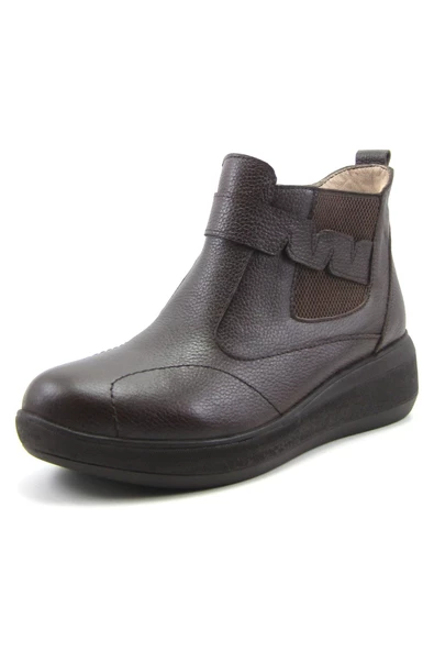 Erkan Saçmacı Willa Kahverengi Hakiki Deri Fermuarlı Lastikli Bot