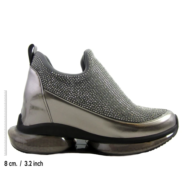 Erkan Saçmacı Viviana Platin Taşlı Streç Gizli Dolgu Topuklu Günlük Ayakkabı - 2