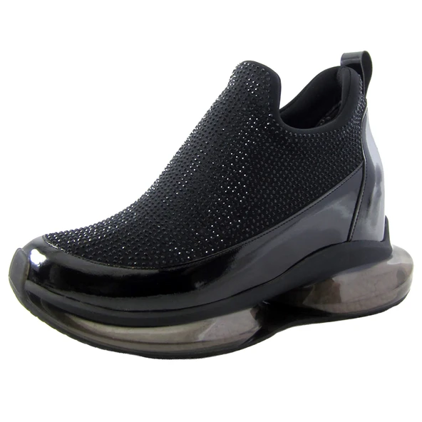 Erkan Saçmacı Viviana Siyah Taşlı Streç Gizli Dolgu Topuklu Günlük Ayakkabı