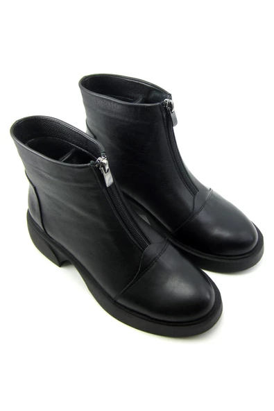 Erkan Saçmacı Zabrina Siyah Hakiki Deri Fermuarlı Topuklu Bot - 4