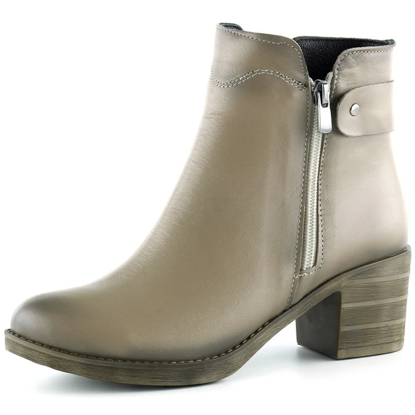 Erkan Saçmacı Zandra Vizon Hakiki Deri Yandan Fermuarlı Kalın Topuklu Bot