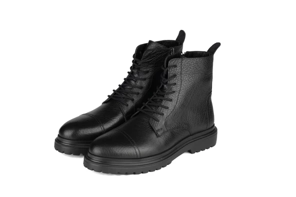 Hakiki Deri Erkek Fermuarlı Postal Bot 1357 M 1000 Siyah - 2