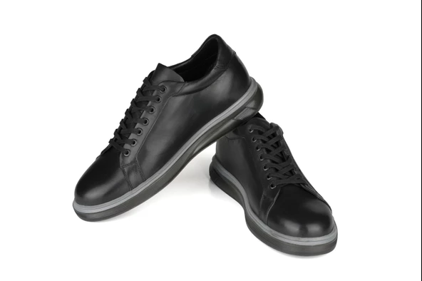 Erkek Hakiki deri Kaydırmaz Taban Kışlık Ayakkabı Bond-T Siyah - 2