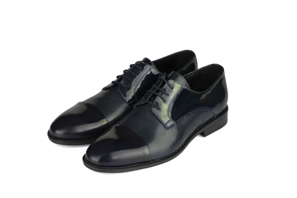 Erkek Hakiki Deri Klasik Ayakkabı Lacivert Açma 4A2242-03 - 3