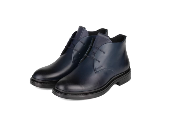 Hakiki Deri Günlük Lacivert Erkek Bot BY522 - 3