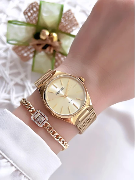 Ferrucci Çelik Kordon 2 Yıl Garantili Yeni Sezon 30 Mt Suya Dayanıklı Kadın Kol Saati BFC.03439.03 - Resim 2