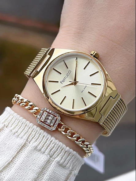 Ferrucci Çelik Kordon 2 Yıl Garantili Yeni Sezon 30 Mt Suya Dayanıklı Kadın Kol Saati BFC.03439.03 ürün görseli