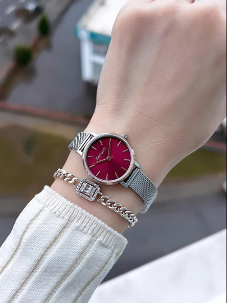 Ferrucci Çelik Kordon 2 Yıl Garantili Yeni Sezon 30 Mt Suya Dayanıklı Kadın Kol Saati BFC.03222.G2 - 2