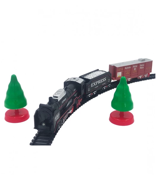 17 PARÇA PİLLİ RAYLI IŞIKLI TREN SETİ OYUNCAK 2VAGONLU KLASIK - 3