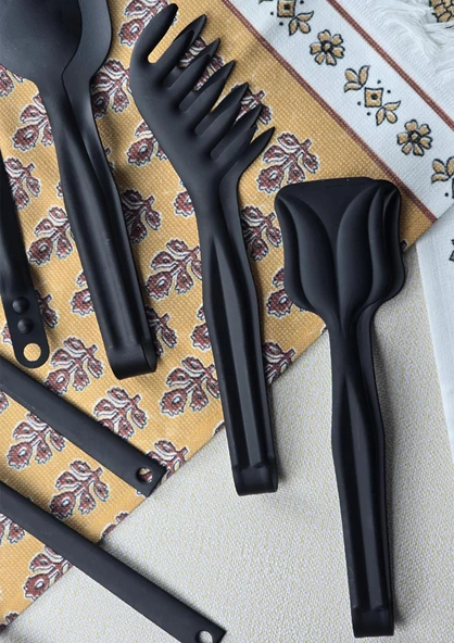 Black Servis Seti - 8li Mutfak Servis, Mangal Takımı - Paslanmaz Çelik, 8 Parça - 4