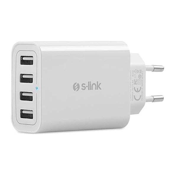 S-LINK SWAPP SW-C8 BEYAZ 5 VOLT - 5.6 AMPER 4*USB SMART PORT 2.4A EV ŞARJ ADAPTÖR