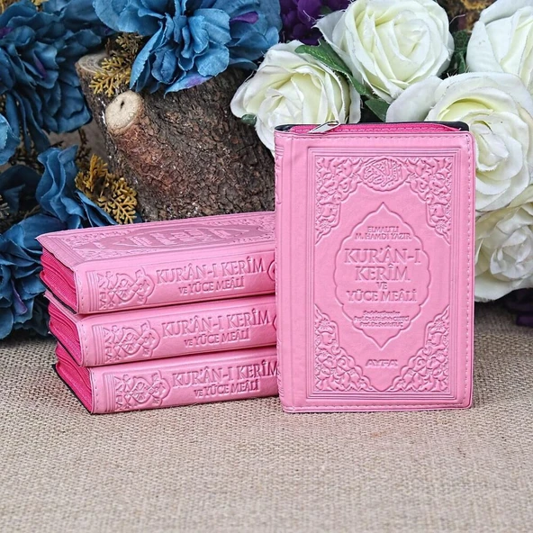 Kur'an-ı Kerim Mealli Mühürlü (Cep Boy 9x13 cm)-Pembe - 1