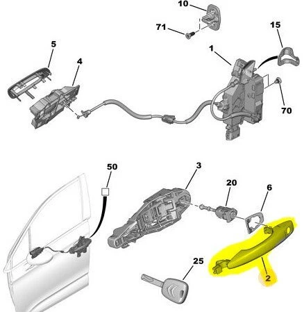 Citroen Ds4 Kapi Kolu Ön Diş (2011-2016) 1.6 HDI, 1.6 VTI, 1.6 L THP 9101LW ürün görseli