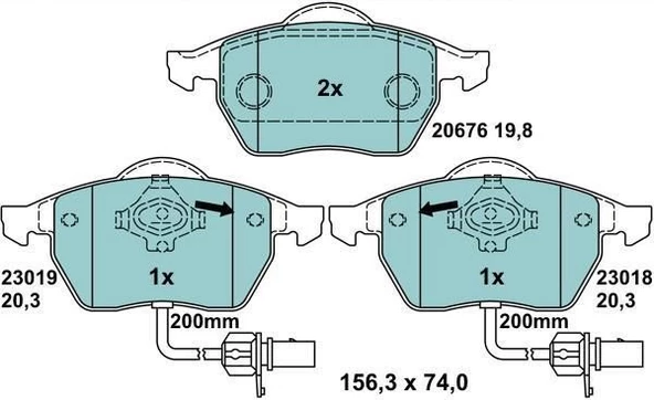 Volkswagen Passat Ön Fren Balata (1996-2005) 1.8, 1.6, 2.0, 2.8, 1.9 TDI 4B0698151 - Resim 2